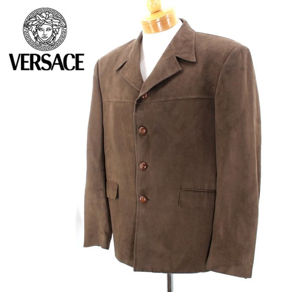 VTG Versace Western Blazer 4 Button Notch Collar Jacket Sueded Wool Men's IT50/M - Picture 2 of 16